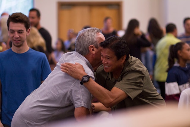 Hugging Men Focus Photo, Spiritual Awakening